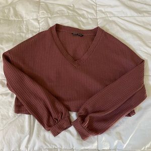 cropped v-neck long sleeve